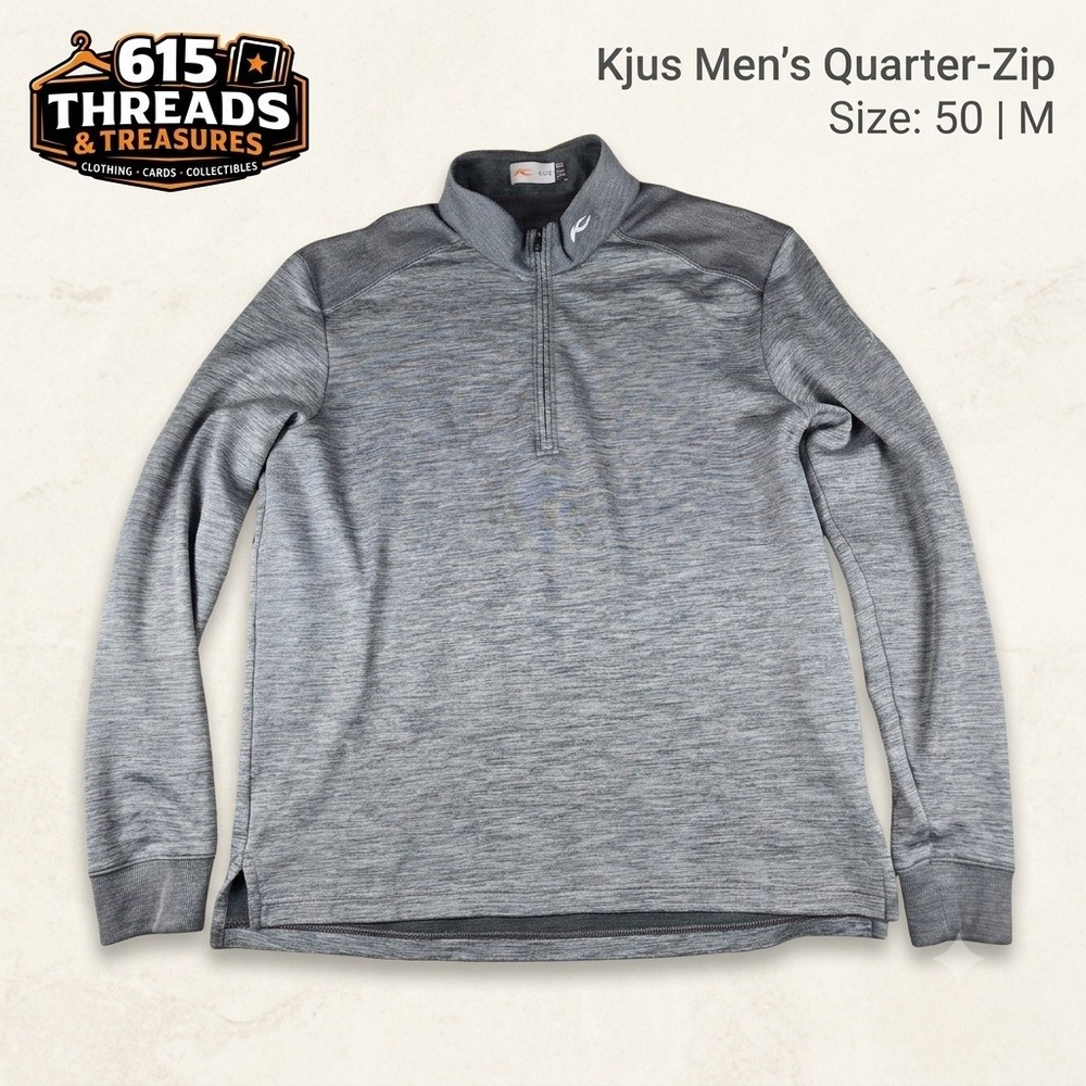 KJUS Mens Quarter Zip Pullover Sweater Heather Gray Golf Midlayer Size 50 M
